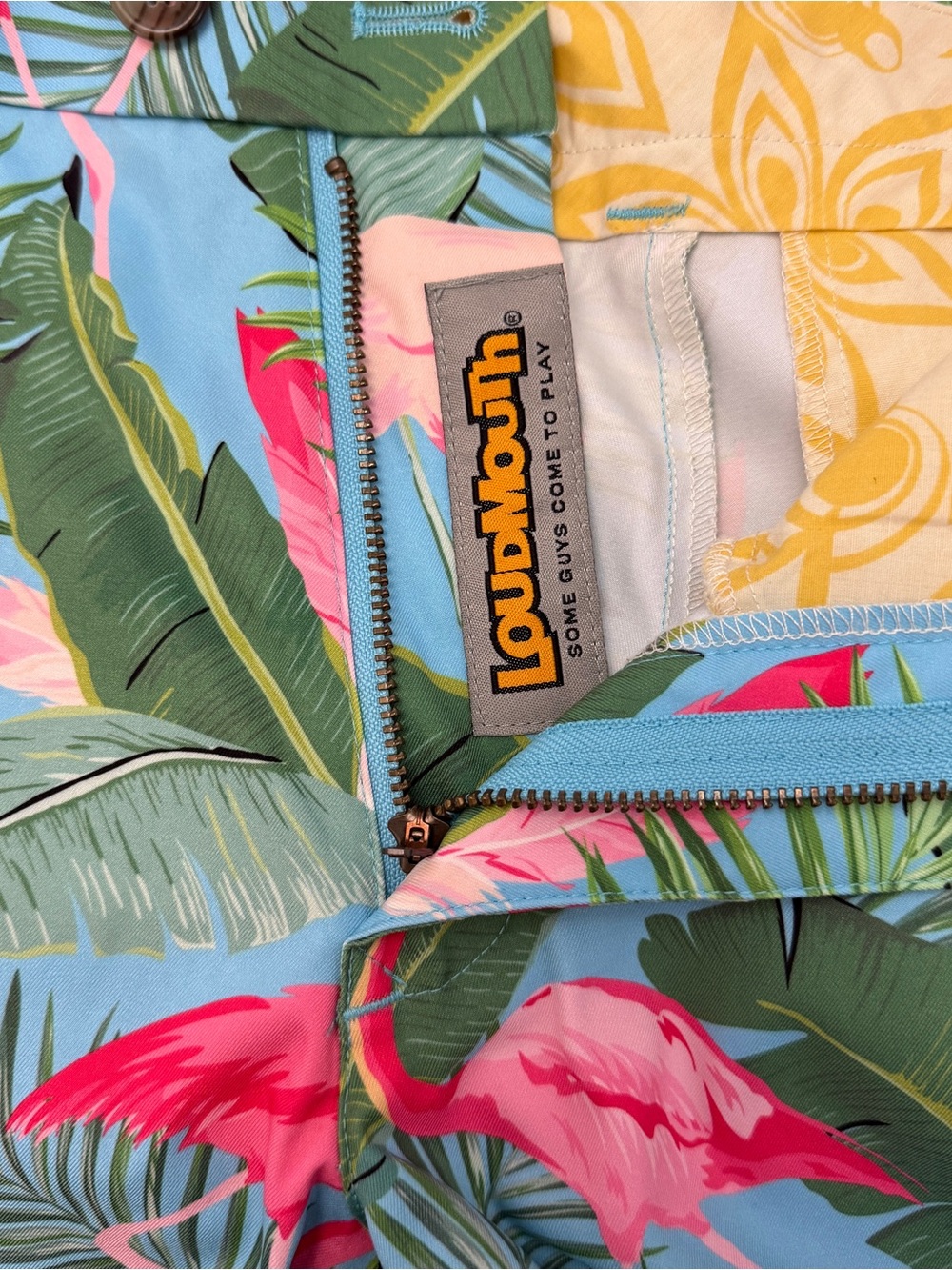 Loudmouth Golf Men’s Shorts Size 30 Flamingo Tropical Palm Print Blue Pink - Picture 5 of 6